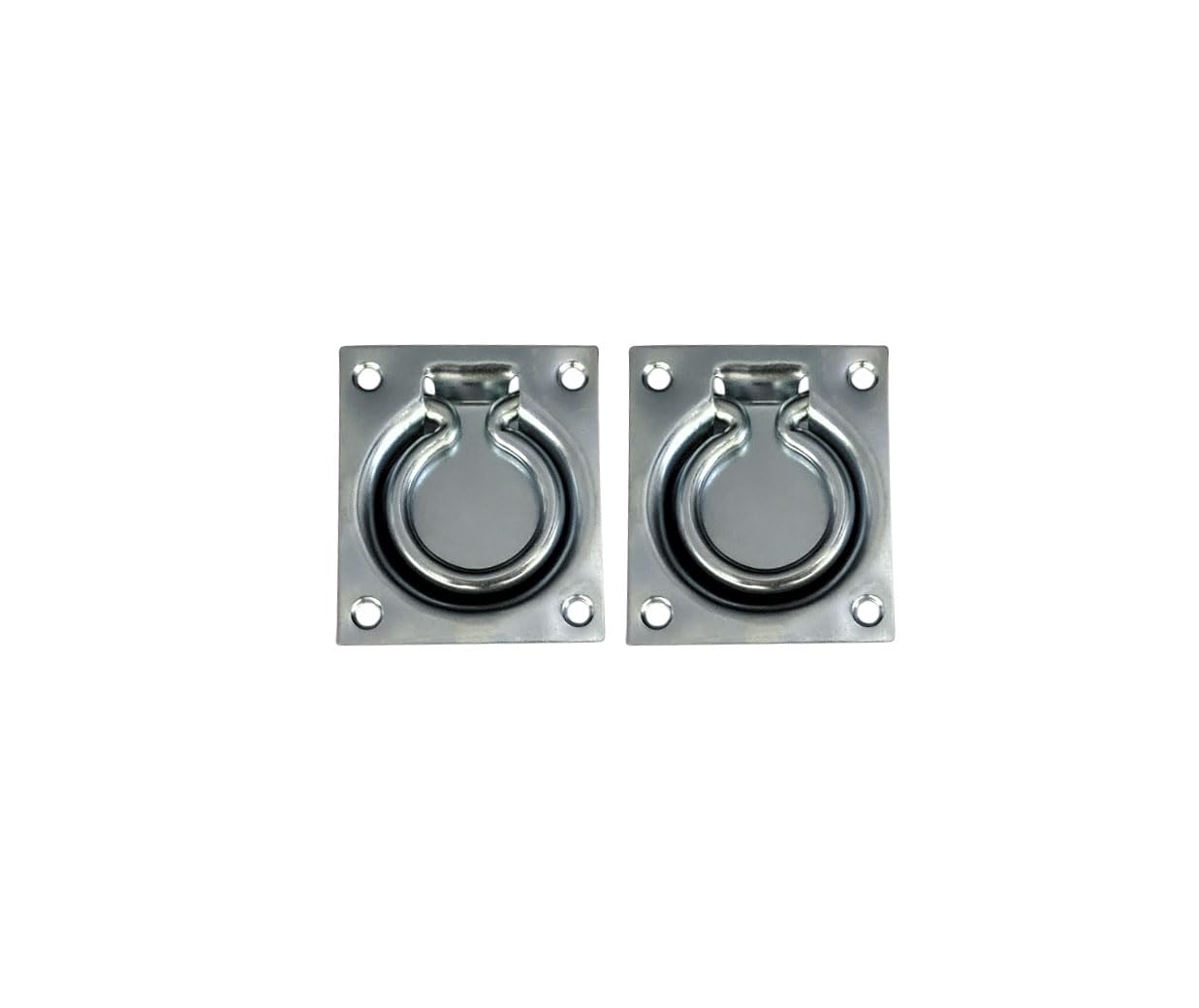 QCAA Heavy Duty Steel Flush Ring Pull, 3" x 3-1/2", Zinc, 2 Pack, Made in Taiwan