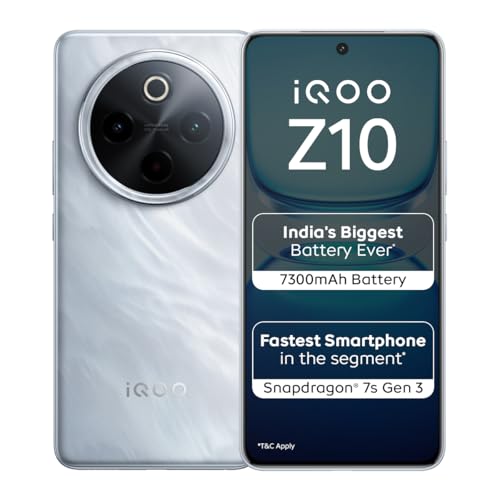 iQOO Z10 5G (Glacier Silver, 8GB RAM, 256GB Storage) | India's Bi...