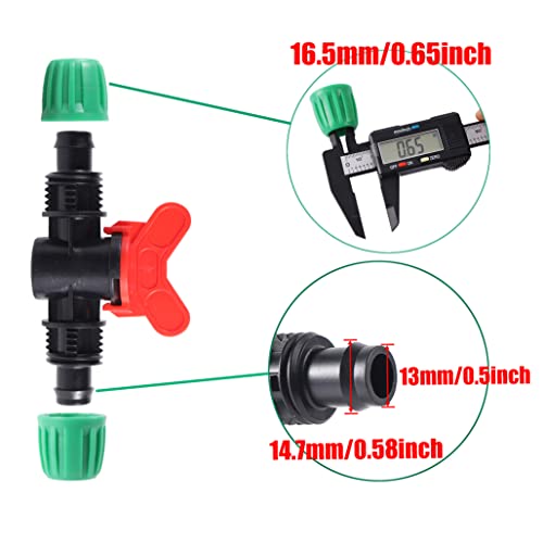 FULAIERGD Drip Irrigation Switch Valve for 1/2 Inch Drip Hose (1/2 Inch ID x 0.6-0.63 Inch OD) 16 mm Barbed Gate Valve Pack of 5 - Image 2