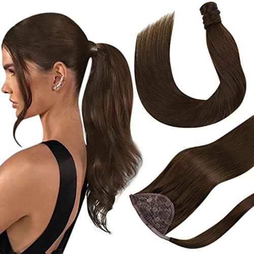 Hetto Human Hair Ponytail Extension Dark Brown Ponytail Human Hair