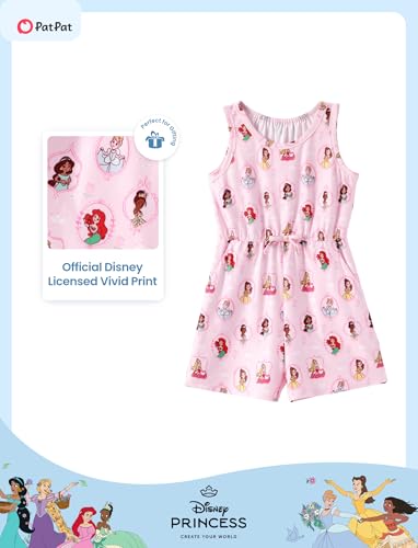 Image of Disney Princess Frozen Minnie Mouse Stitch Girls Romper With Pocket Sleeveless Jumpsuit One Piece Outfit For Toddlers & Kids