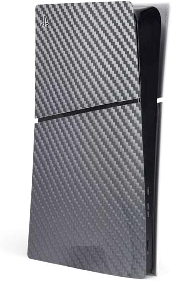 Skinit Decal Gaming Skin Compatible with PS5 Slim Digital Edition Console – Silver Carbon Fiber Specialty Texture Material Design