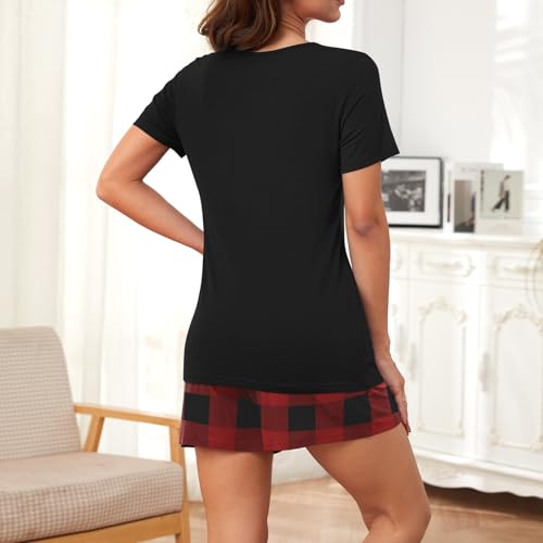 Image of Findsweet Pajama Set for Women 2 Piece Lounge Set Soft Sleepwear Summer Casual Short Pjs Sets with Pockets M-3XL