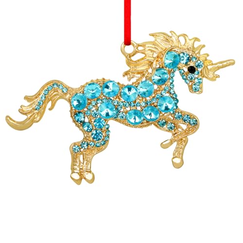D24TIME Ornamenti natalizi a forma di unicorno 2024 in metallo verde acqua unicorno albero di Natale ornamenti decorativi da appendere regali di Natale per donne ragazze bambini unicorno ornamenti per