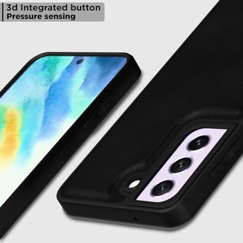 Image of Amazon Basics Back Cover for Samsung Galaxy S21 FE 5G | Premium PU Leather | Soft Touch Finish | Full Camera Protection | Raised Edge Bumper Case (Black)