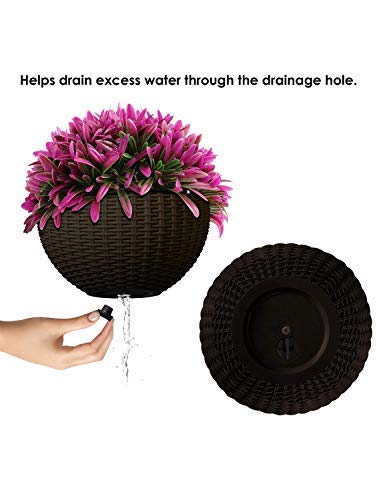 AASHU self Watering Hanging Planters Hanging pots for Plant Balcony with Chain (Size-10 inch, Color- Dark Brown,self Watering) Pack of 2
