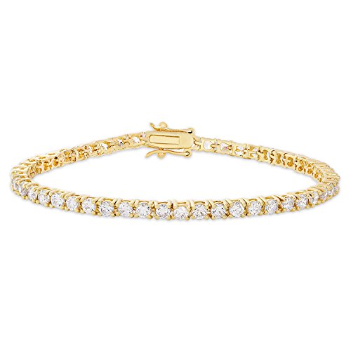 Victoria Townsend 18k Gold Plated Round Cubic Zirconia Classic Tennis Bracelet for Womens Men 7.50