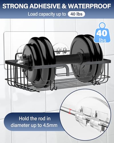 duskeep 20 Pack Shower Caddy Adhesive Replacement, Waterproof Shower Adhesive Strips, Strong Wall Hooks for Shower Shelves, No Drilling, for Bathroom Storage Organizer & Kitchen Racks - Thumbnail 5
