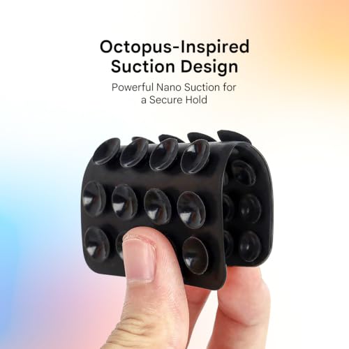 Image of HUMBLE Double Sided Silicone Suction Phone Sticker Grip, Sticky Phone Mount, Hands-Free Mobile Holder, Reusable Anti-Slip Stand for Mirror, Glass, Tile, All Smartphones for Selfie & Video(Pack of 4)