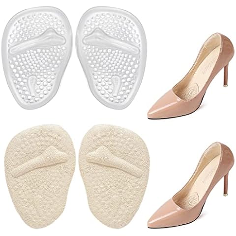 Fusspolster Pads, 2 Paar Silikon Pads Vorfuß Gelpolster Vorderfuß Schuheinlagen Antislip für Gelpolster Vorderfuß Fersenschutz High Heels Schuhpads Cover