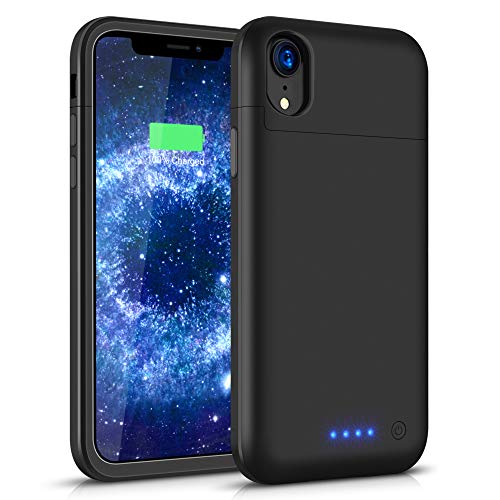 Coque Batterie pour iPhone XR, Coque Rechargeable Batterie Externe 5500mAh pour iPhone XR, Puissante Power Bank Coque Portable Chargeur Coque- Noir(6.1 Pouces) Cover