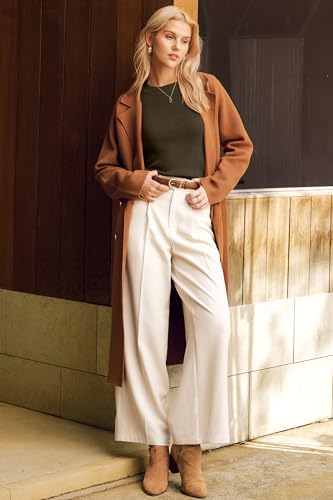 Image of Arach&Cloz Women's Wool Blend Classic Crew Neck Casual Fall Sweaters