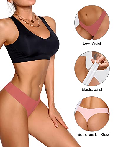 Image of DEANGELMON Seamless Thongs for Women No Show Thong Underwear Women Comfortable Multiple Pack