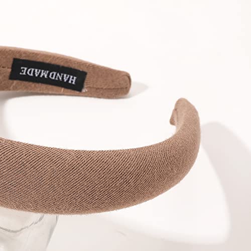 Padded Headbands For Women,5Pcs Wide Plain Turban Headband Fashion Hair Bands Headwear Barrette Styling Tools Accessories With Solid Colors,Deep #TOP4