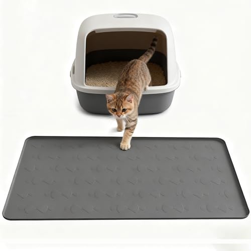 Cat Litter Mat,Waterproof Silicone Pad,34" x22" Large Litter Box Mat, Kitty Litter Trapping Mats for Scatter Control, Silicone Cat Mat for Litter Box,Easy to Clean
