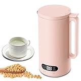 「350ml・濾過不要」 豆乳メーカー スープメーカー 豆漿機 ジューサー ミキサー 全自動 家庭用 乾燥豆でもOK 豆乳/米ペースト/花茶/ジュース/スローシチュー/洗浄 新鮮しほり 12時間予約 小型 1-2人用 (ピンク-3)