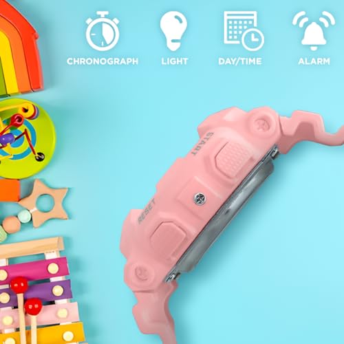 Image of Carlington Kids Digital Watch for Boys and Girls Age 3 to 14 Years Multicoloured Band with Alarm and Date Display - 9121