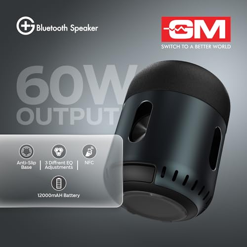 Image of GM G+ Bluetooth Speaker with Powerful 60W Output Smart Touch Panel, 20H Playtime, TWS Tandem, 3 EQ and 8 Radiators for Supreme Sound with 360 Degree coverage, Smart Portable Wireless Bluetooth Speaker