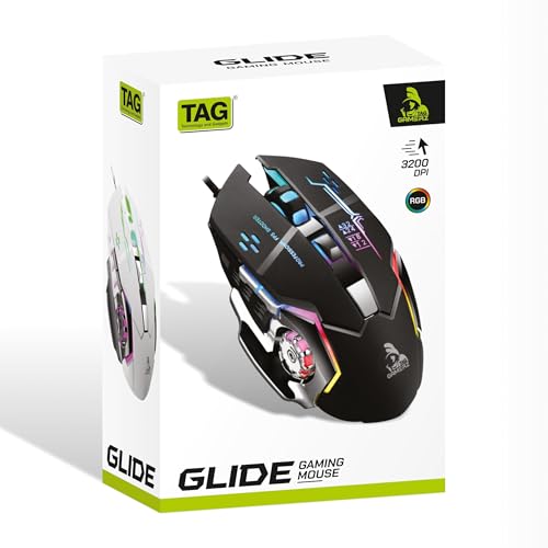 Image of TAG GAMERZ Glide USB Wired Gaming Mouse with Upto 3200 DPI Optical Gaming Sensor | 6 Buttons Design | Upto 7 Million Clicks | 7 Colours Rainbow Lighting with Breathing Effect | 1.5m Braided Cable -WH