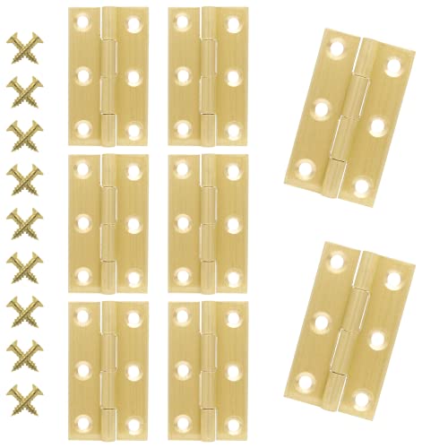 suiwotin 8pcs 1.5 Inch Brass Hinges, Gold Mini Butt Hinges