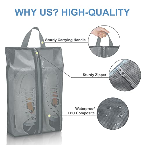 Shoe Bags For Travel, 3 Pack Xx-Large Waterproof Shoe Bags For Women & Men, Translucent Design Protable Shoe Organizer Bag For Packing With Sturdy Zipper(Grey) #TOP4