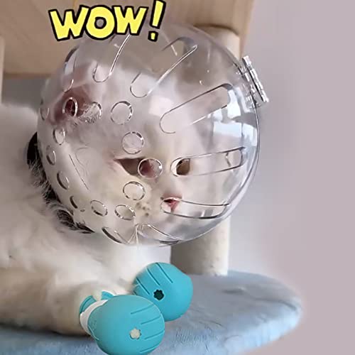 Image of Cat Muzzle and Boots, Adjustable Headgear for Grooming, Breathable Hood Face Mask for Shaving Head Bubble Cover, Anti Bite Helmet Cat Holder for Bathing