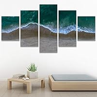 SIGNWIN 5 Panel Canvas Wall Art Aerial Beach Beach Coastal Cool Minimalism Multicolor Photography Relax/Calm for Home Decorations Ready to Hang - 60