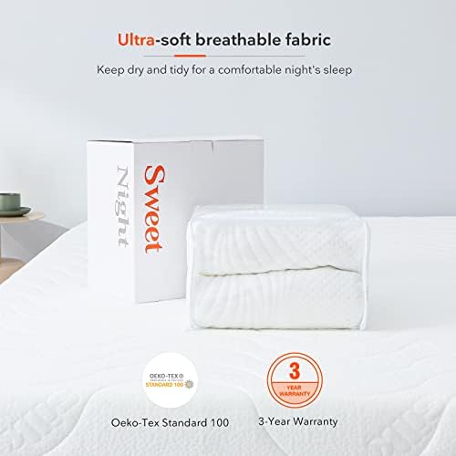Sweetnight Mattress Protector Double- 100 Percent Waterproof Mattress Protector Double Bed, Quilted Bamboo Mattress Protector Fitted Extra Deep 40 cm Breathable Mattress Cover 135 x 190 cm,White