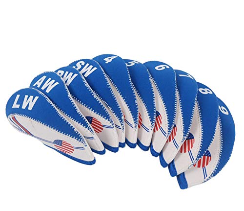 Dark Horse Us Golfneoprene Golf Club Head Cover Wedge Iron Protective Headcover For Titleist, Callaway, Ping, Taylormade, Cobra, Nike, Etc. White & Blue #TOP1