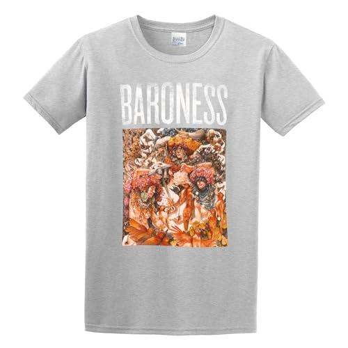 YUMIAN Summer Classic Round Neck T-Shirt Baroness Gold and Grey T-Shirt Gray XL