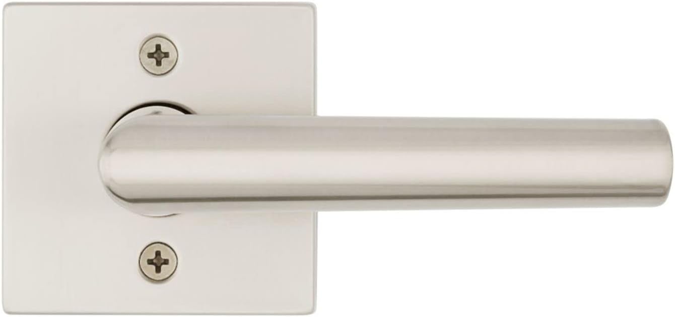 Kwikset 720MILSQT-15 Milan Lever with Square Rose Passage Door Lock with 6AL Latch and RCS Strike Satin Nickel Finish