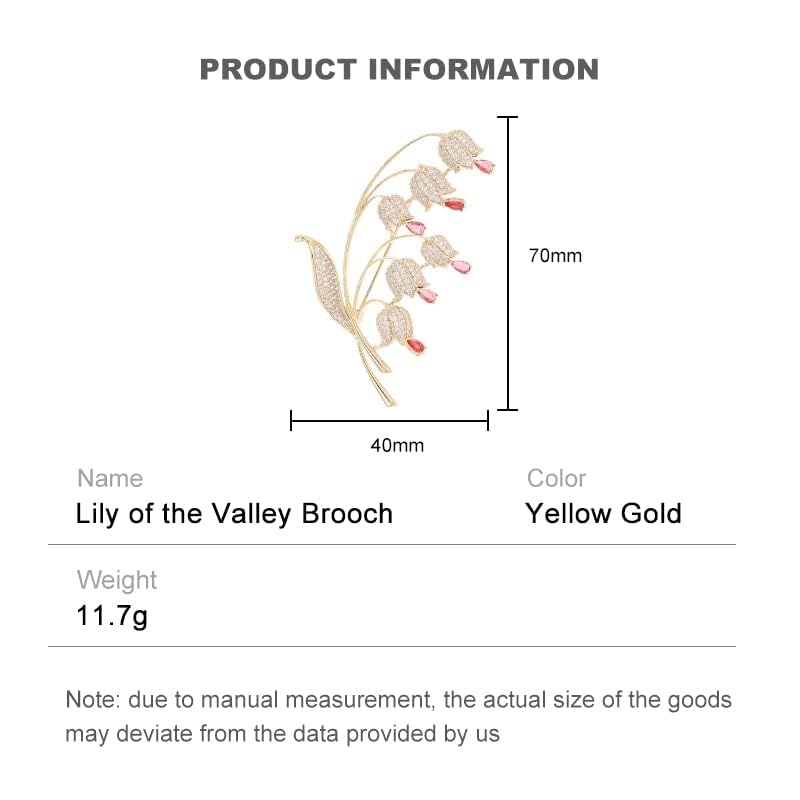 Image of 14K Gold Lily of the Valley Brooch with Genuine Moissanite - Elegant Floral Design, Premium Moissanite-Accented Jewelry, Ideal Gift for Women on Special Occasions