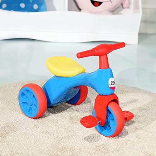 COSTWAY Kids Tricycle, Baby Balance Bike with Pedals, Storage Box and BB Sound, 3 Wheels Toddler Trike for 1 2 3 Years Old Boys Girls (Blue+Red)