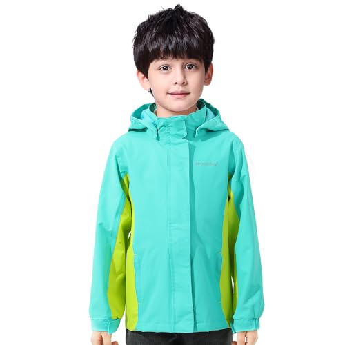 Image of YINGJIELIDE Boys Girls Waterproof Rain Jackets Kids Easy to Fold Windbreaker Lightweight Outdoor Hooded Raincoat