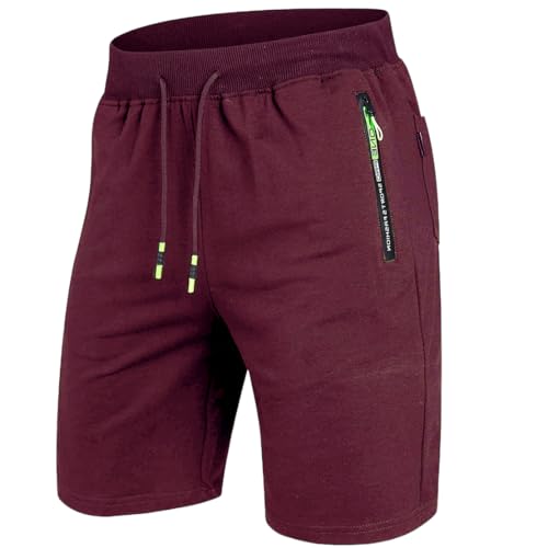 Tansozer Mens Gym Shorts Summer Casual Sports Workout Short Pants with Zip Pockets Red S