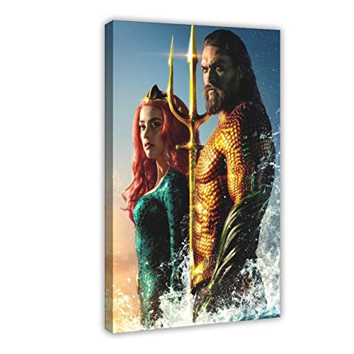 Aquaman Posters - Póster de Jason Momoa, 1 póster de lona para decoración de dormitorio, paisaje...