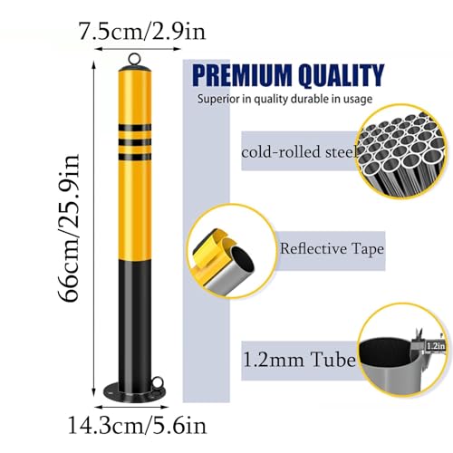 Safety Bollard Bollard de segurança 2 pacotes, poste de amarração de aço de segurança amarelo com 3