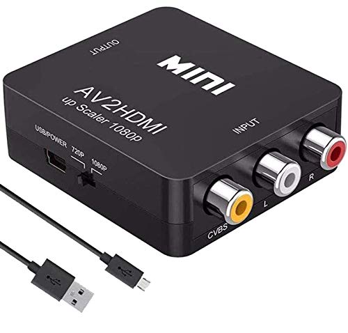 RCA to HDMI, AV to HDMI,Meekwds 1080P Mini RCA Composite CVBS AV to HDMI Video Audio Converter Supporting PAL/NTSC with USB Charge Cable for PC Laptop Xbox Wii PS2 PS4 PS3 TV STB VHS VCR Camera DVD