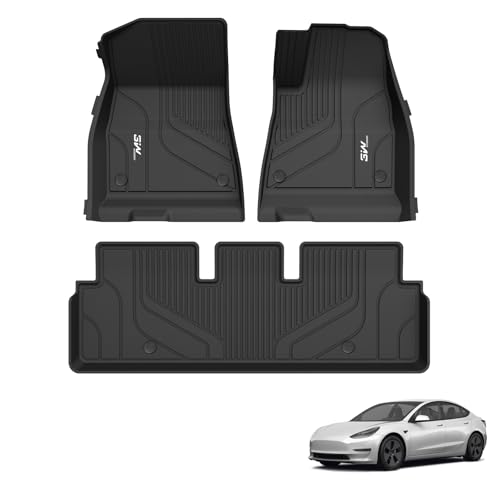 3W Floor Mats Fit for Tesla Model 3 2019-2023 TPE Dog Friendly Floor Liner Custom Fit Tesla Model 3 Car Mats All Weather Waterproof Non Slip Easy to Install Model 3 Accessories (3 PCS)