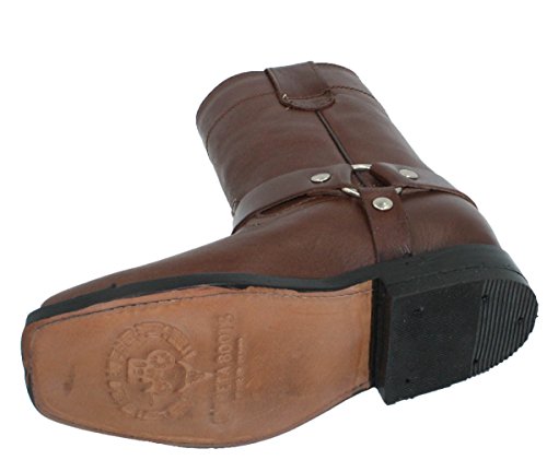 Unisex Kids Genuine Soft Cow Hide Brown Leather Motorcycle Harness Boots3