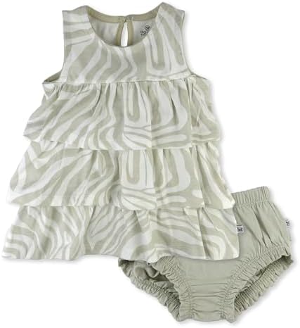 HonestBaby Girls' 100% Organic Cotton Flutter Tee With Ruffle Diaper Cover image 5