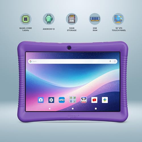 Image of Contixo 10 inch Android Kids Tablet 32GB - Includes Exclusive Games and Educational Apps, Parental Controls, Kid-Proof Case with Kickstand & Stylus - Purple