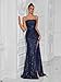 ADYCE Elegant Evening Dress Women Party Long Formal Dress Sequined Strap Ladies Gown Bodycon Floor Length Female Outfits (Dark Blue,Medium)
