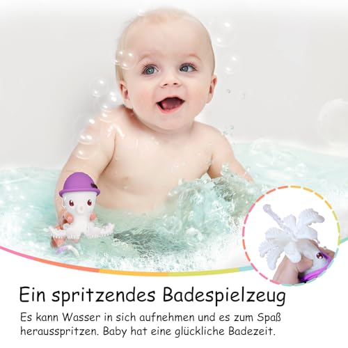 Baby Beißspielzeug für Babys 6-18 Monate, Mombella Octopus Beißring, weiches Silikon Kauspielzeug für 9 Monate altes Kind, um wundes Zahnfleisch zu melden, tolles Baby Geschenk, lila