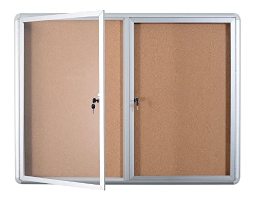 Mastervision Cork Bulletin Board Cabinet, 2 Door, 36 X 48 Inches, Aluminum Frame (Vt640101720) #TOP4