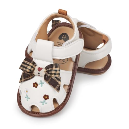 Image of HsdsBebe Baby Girls Sandals Bohemia Flower Bow Soft Sole Toddler First Walkers Beach Summer Shoes