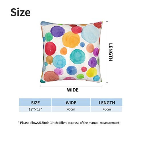 Wsunsal Watercolor Polka Dot Pillow Covers 18X18 Set Of 2 Rainbow Colorful Circles Decorative Pillowcase Farmhouse Square Cushion Cover For Home Couch Sofa Bedding Decor #TOP5