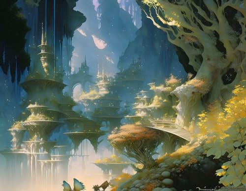 Paysage fantastique Meechi toile murale sans cadre 50x70 cm décoration