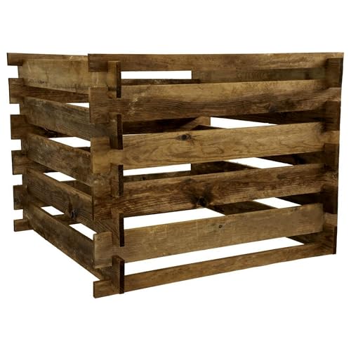 Gartenwelt Riegelsberger Holzkomposter aus Kiefer imprägniert – 120 x 120 x 70 cm, ca. 1008 Liter, Komposter mit Stecksystem, Holzkomposter für Gartenabfälle & Komposterde