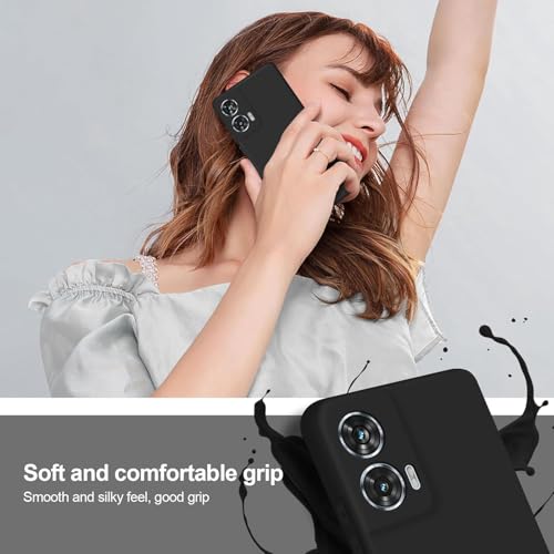 Image of DIZORO Microfiber Candy Case for Motorola G96 5G Smooth Touch Cushion Liquid Soft Silicone Gel Rubber Phone Cases Non-Slip Full Body Protective Shockproof Back Cover -Black